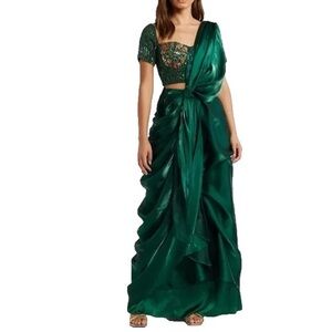 Sani Green Drape Sari - S - NWT (saree/skirt only)